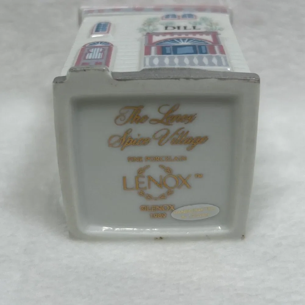 Vintage 1989 Lenox Spice Village Dill Fine Porcelain House Spice Jar